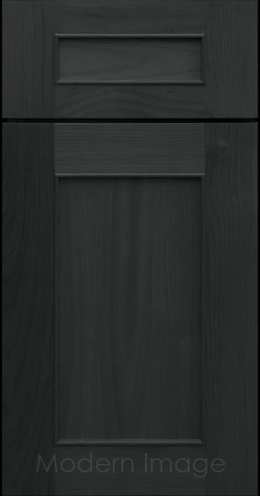 Detail view of a Chandler Shaker cabinet door in Beachwood stain with raised molding along the inner panel.